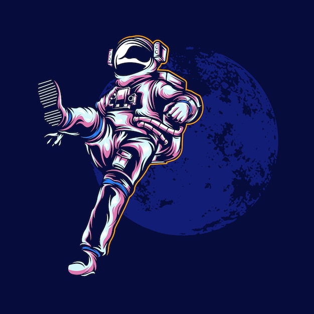 Vector astronaut illustratie met effen kleur