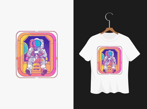 Vector astronaut illustratie t-shirt ontwerp