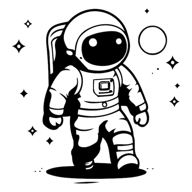 Astronaut in de ruimte Vector illustratie Leuke cartoon personage