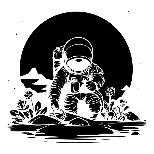 Astronaut in het maanlicht Vector illustratie voor uw ontwerp