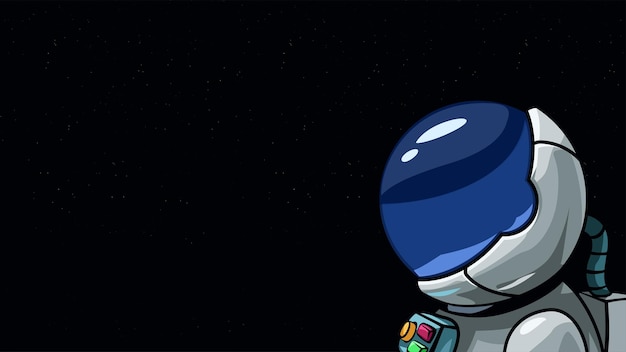 Astronaut in kostuum zijaanzicht op donker