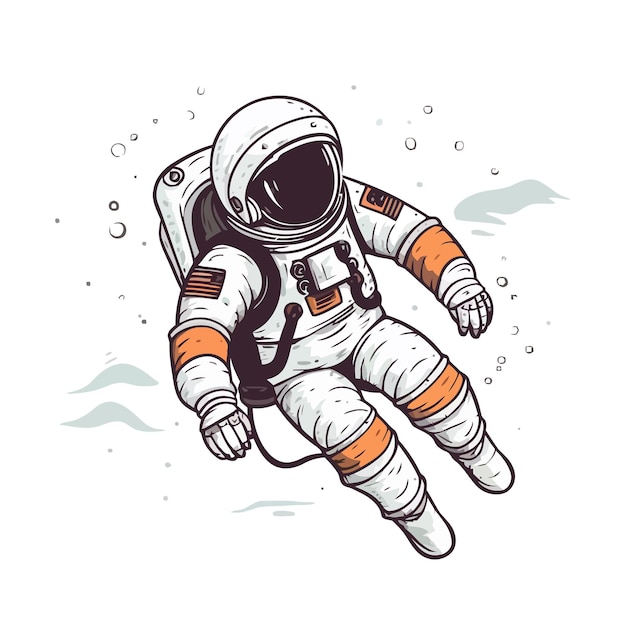 Astronaut in ruimtepak gooien Leuke tekening astronaut Vector illustratie