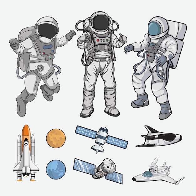 Astronaut in ruimtepak ruimte collectie vectorillustratie