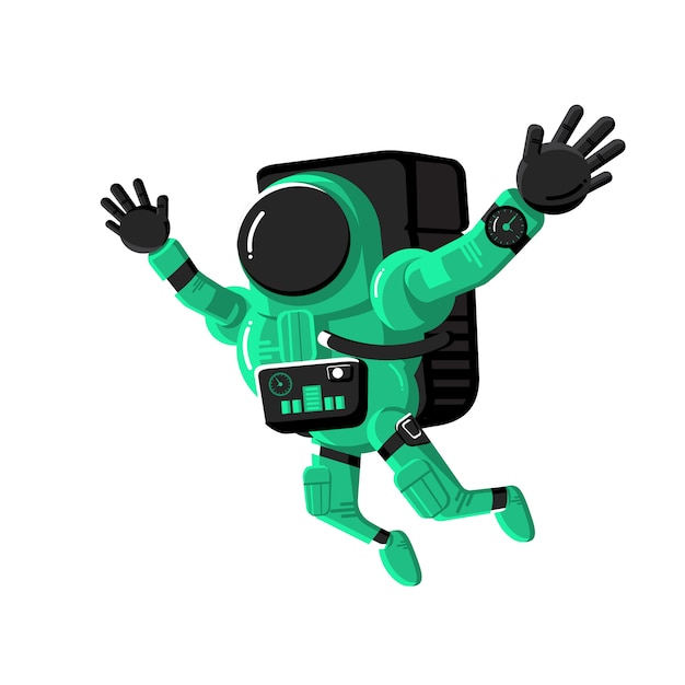Астронавт в скафандре, концепция персонажа космонавта с планеты и науки, векторная иллюстрация