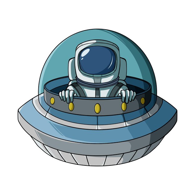 Vector astronaut in ufo-ruimteschip