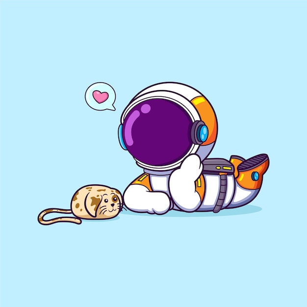 The astronaut is loving much his pet in a planet and playing together