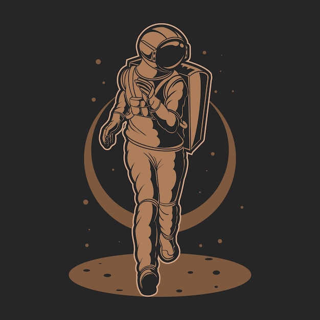 Astronaut joggen op ruimte illustratie