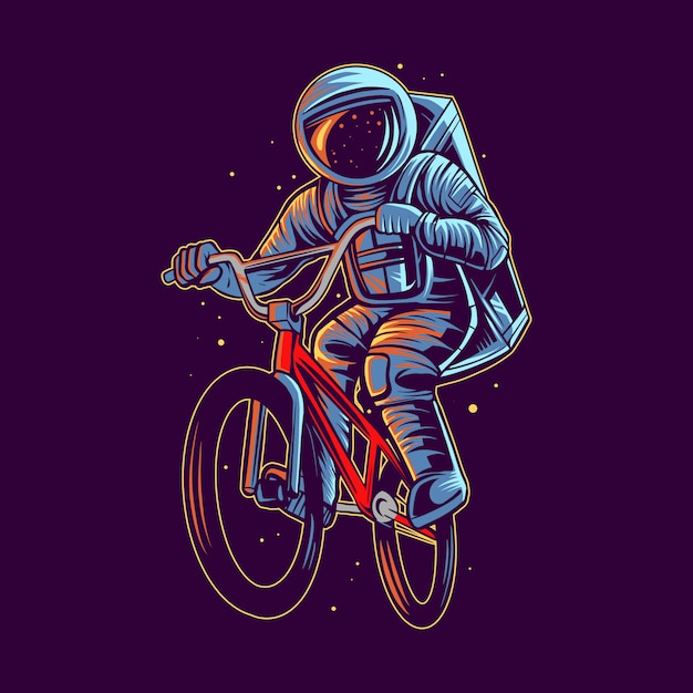 Astronaut jump with bmx   illustration