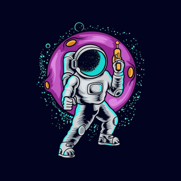 Vector astronaut klaar voor oorlog illustratie