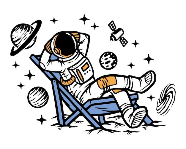 Astronaut liggend op stoel illustratie