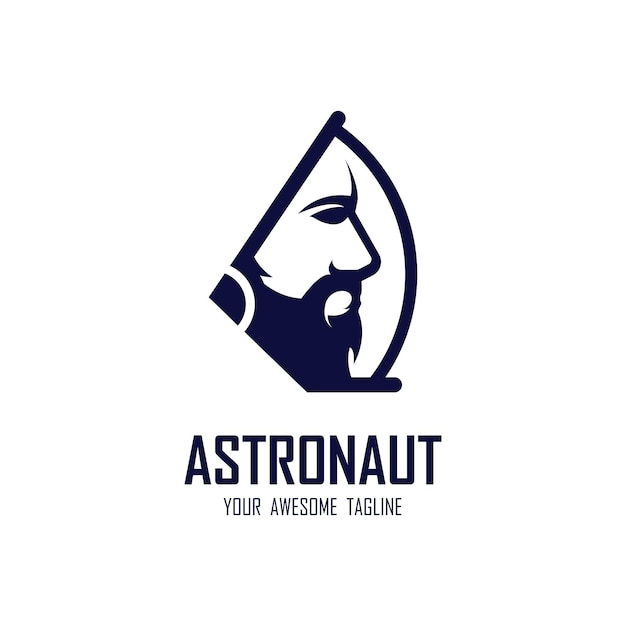 Logo del design dell'illustrazione dell'icona vettoriale del logo dell'astronauta per l'emblema del distintivo della scuola e della società di marca