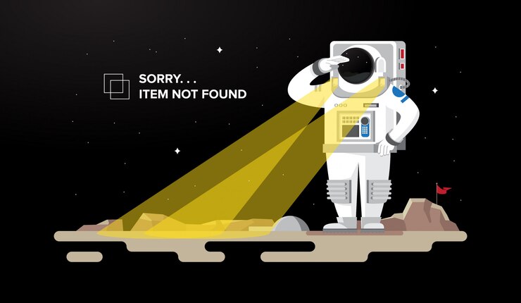 Vector astronaut looking 404 not found illustration concept