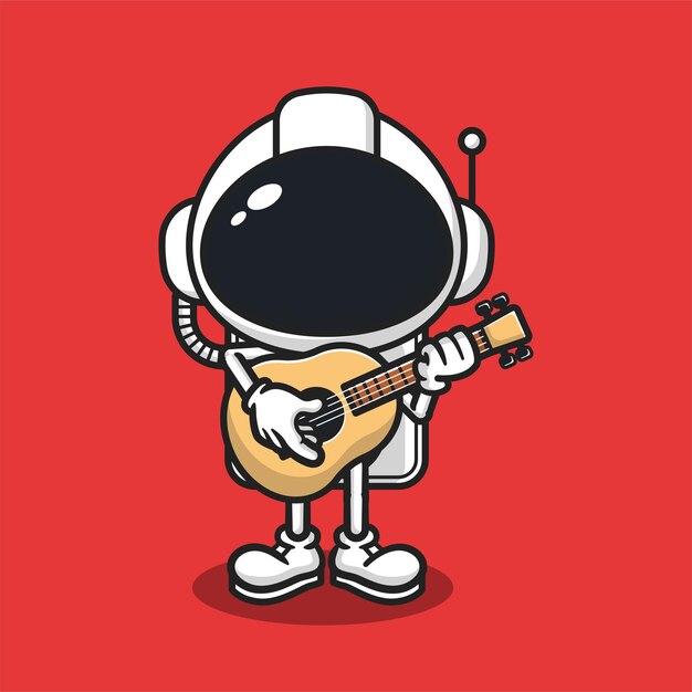 Vector astronaut mascot cartoon character playing guitar