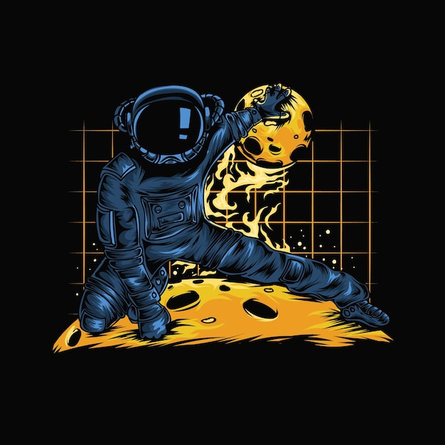 astronaut met de bal van de planeet