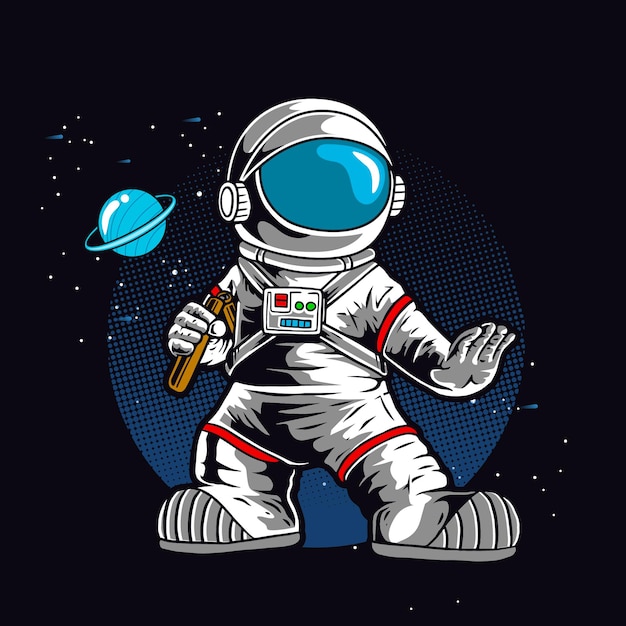 Astronaut met dubbele stok