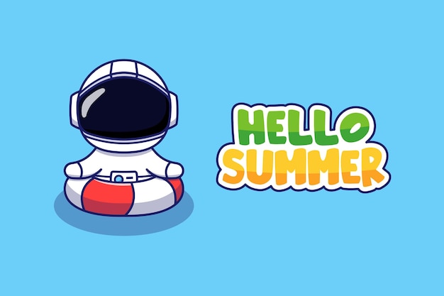 Astronaut met hallo zomergroetbanner