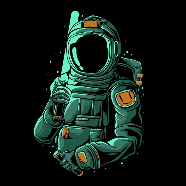 Vector astronaut met laser zwaard illustratie