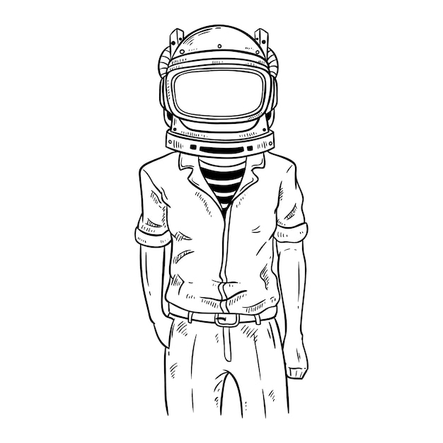 Astronaut met modieuze stijl met de hand getekend