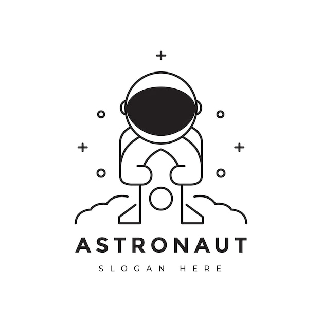 Astronaut minimale astronomie technologie logo ontwerp vectorafbeelding