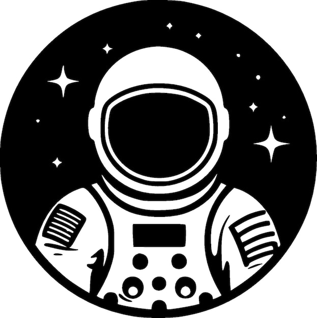宇宙飛行士のミニマリストとフラットロゴのベクトルイラスト