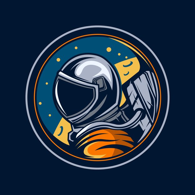 Astronauta sull'emblema dell'illustrazione della luna