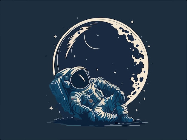 Astronaut moon vector illustration ai generated