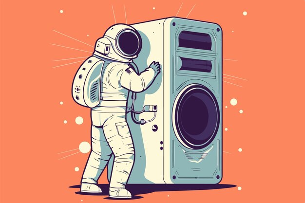 Astronaut music lover vintage vector