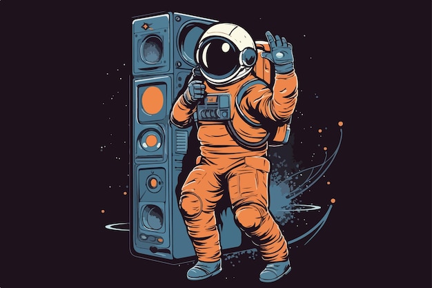 Astronaut music lover Vintage vector