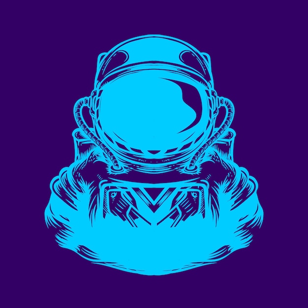 Astronaut neon color artwork illustration