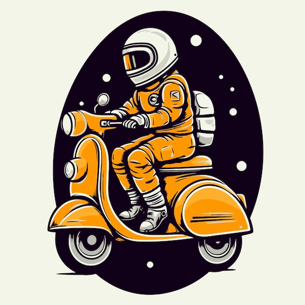 Astronaut op een scooter.