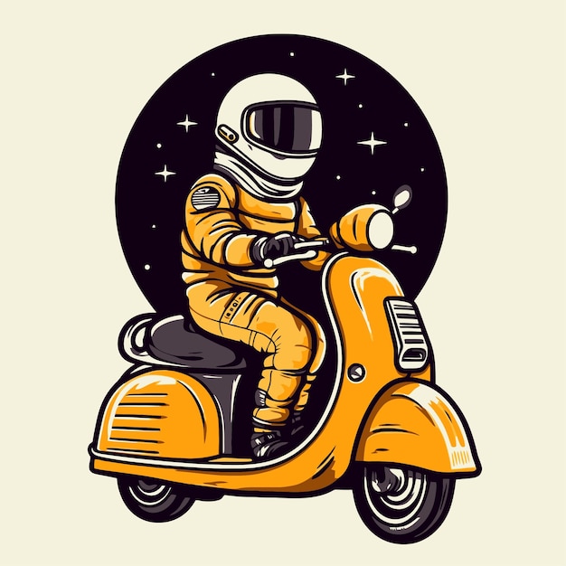 Astronaut op een scooter.