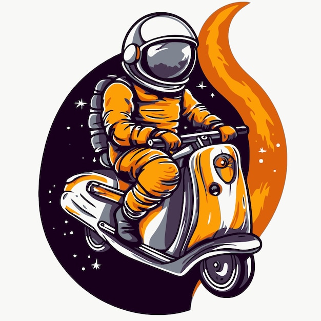 Astronaut op een scooter.