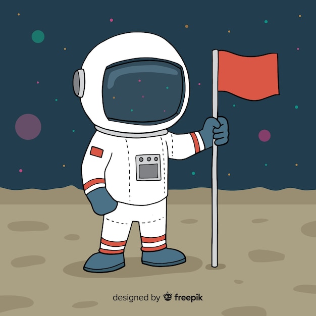 Vector astronaut op maan achtergrond