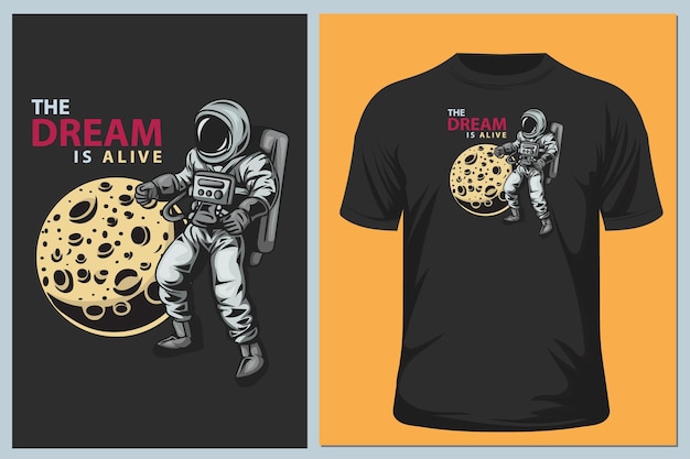 Astronaut op ruimte vectorillustratieontwerp voor t-shirt