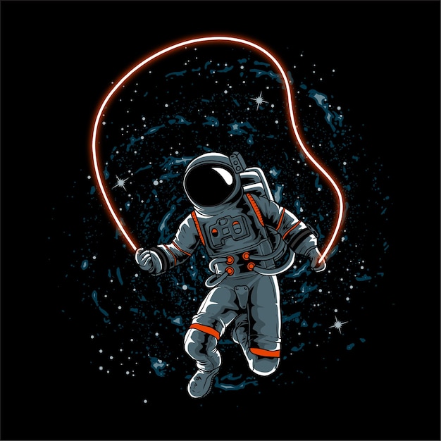 Vector astronaut play the rope