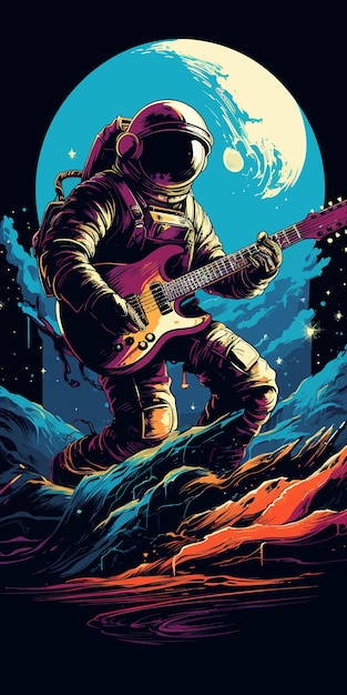 Космонавт играет на гитаре 2