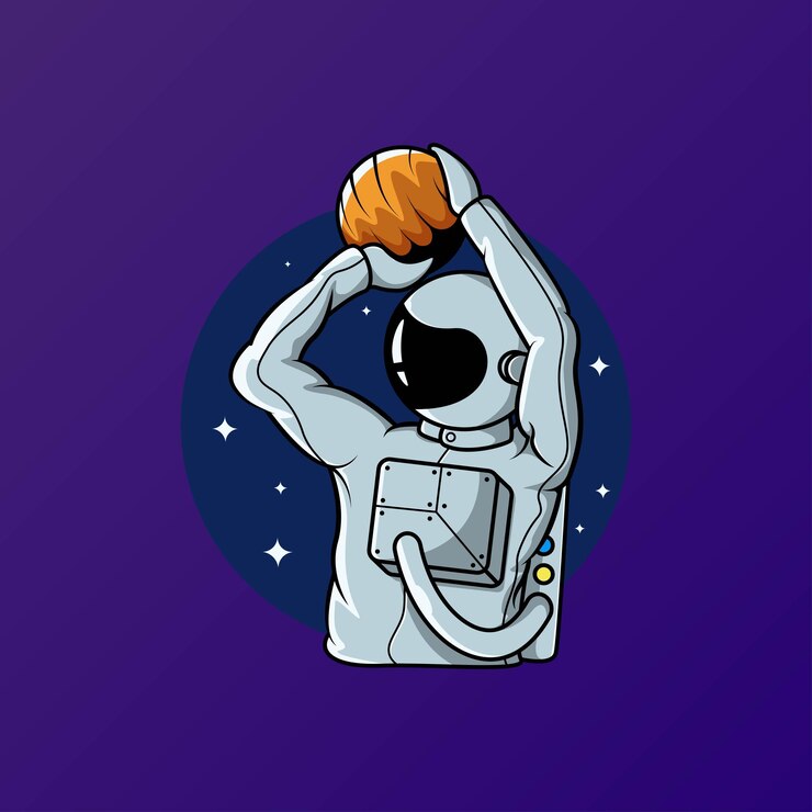Vector astronaut playing planet ball vector illustration