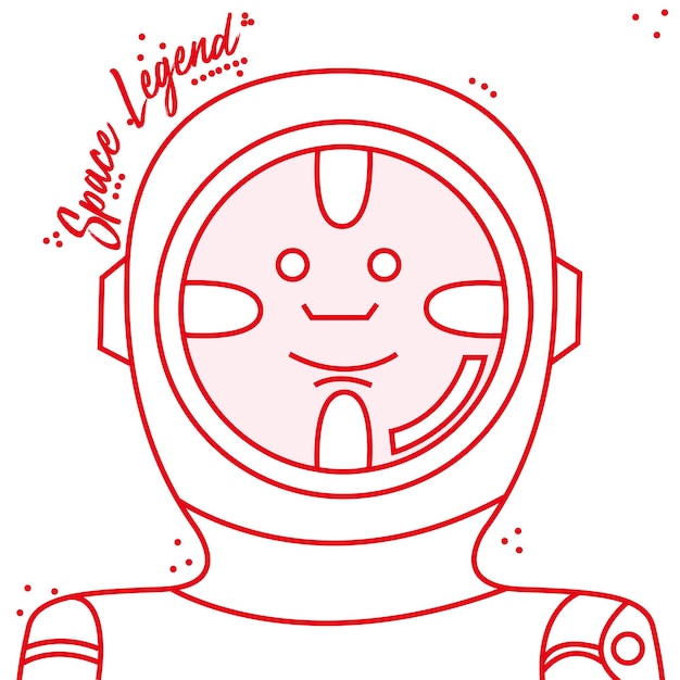 Vector astronaut red lines