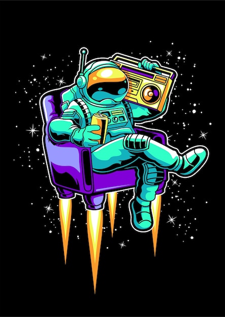 Vector astronaut relaxing on the moon