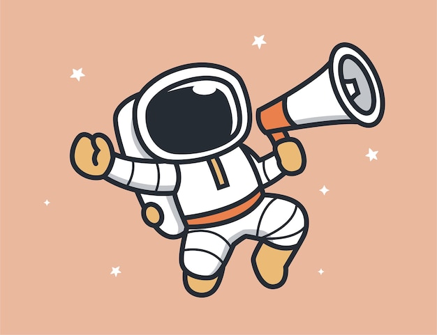 Astronaut relaying information via megaphone