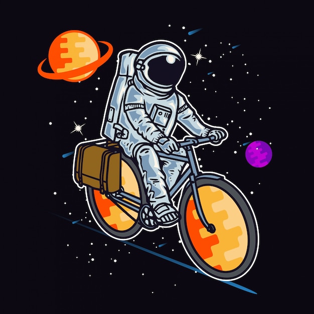 Astronaut riding bike