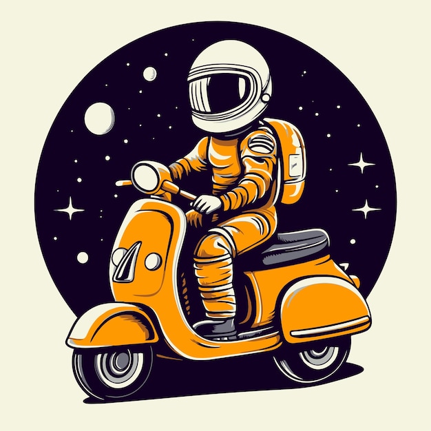 Astronaut riding a scooter