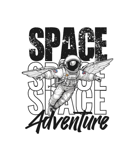 Vector astronaut ruimte avontuur t-shirt ontwerp