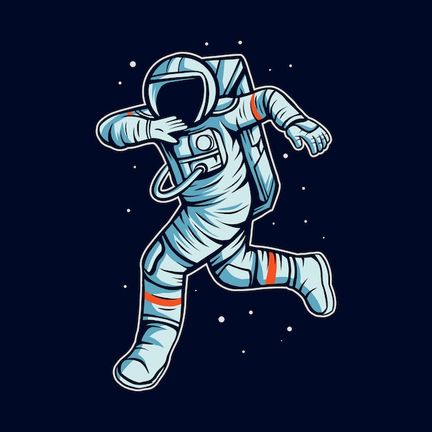 Astronaut run on space with cosmonaut suit  illustration