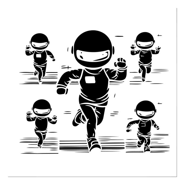 Vector astronaut running vector illustration of a cartoon astronaut in space