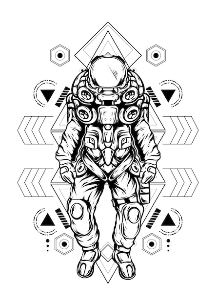 Vector astronaut sacred geometry