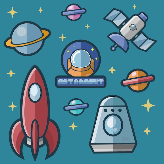 ASTRONAUT SET IN FLAT STYLE