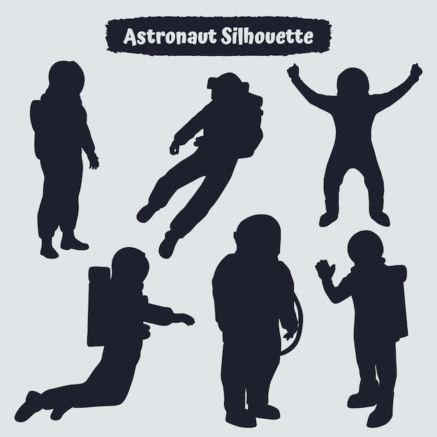 Astronaut silhouette in ruimtepakken werkt tijdens ruimtewandeling