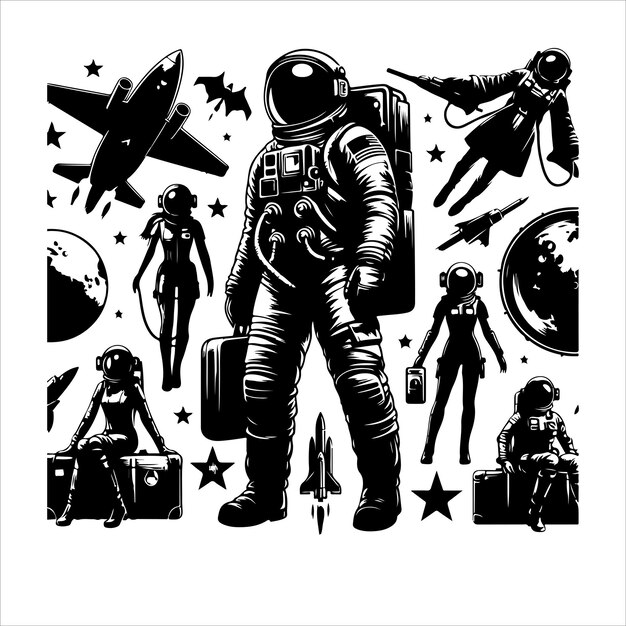 Astronaut silhouette vector