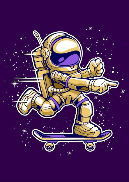 Vector astronaut skate